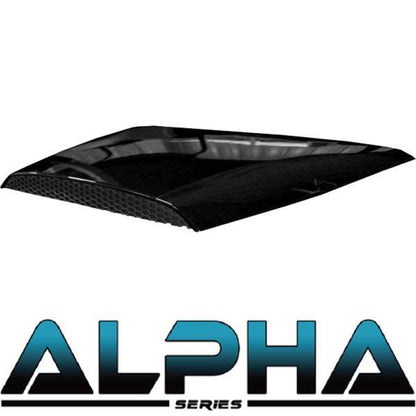 Black Alpha Series Hood Scoop for Precedent – black hood scoop with Alpha Series logo