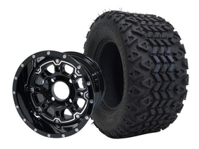 TR1007-WH1007 - SGC 10" Panther Glossy Black Wheel and 20" All Terrain Tire Combo