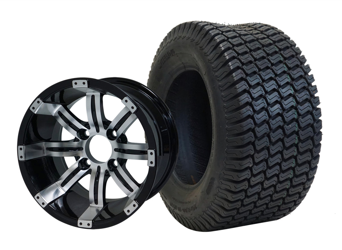 TR1010-WH1016 - SGC 10" Tempest Machined/Black Wheel and 20" Turf Tire Combo