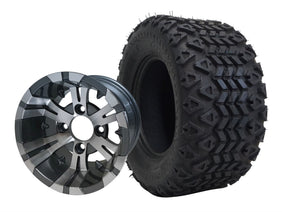 TR1007-WH1021 -SGC 10" Vampire Machined/Gunmetal Wheel and 20" All Terrain Tire Combo