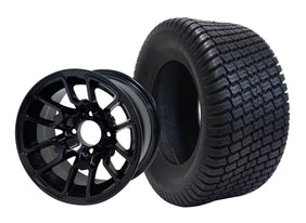 SGC 12" Lizard Glossy Black Wheel and 23" Turf Tire Combo
