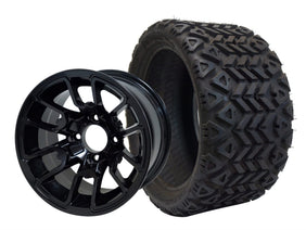 SGC 12" Lizard Glossy Black Wheel and 18" All-Terrain Tire Combo