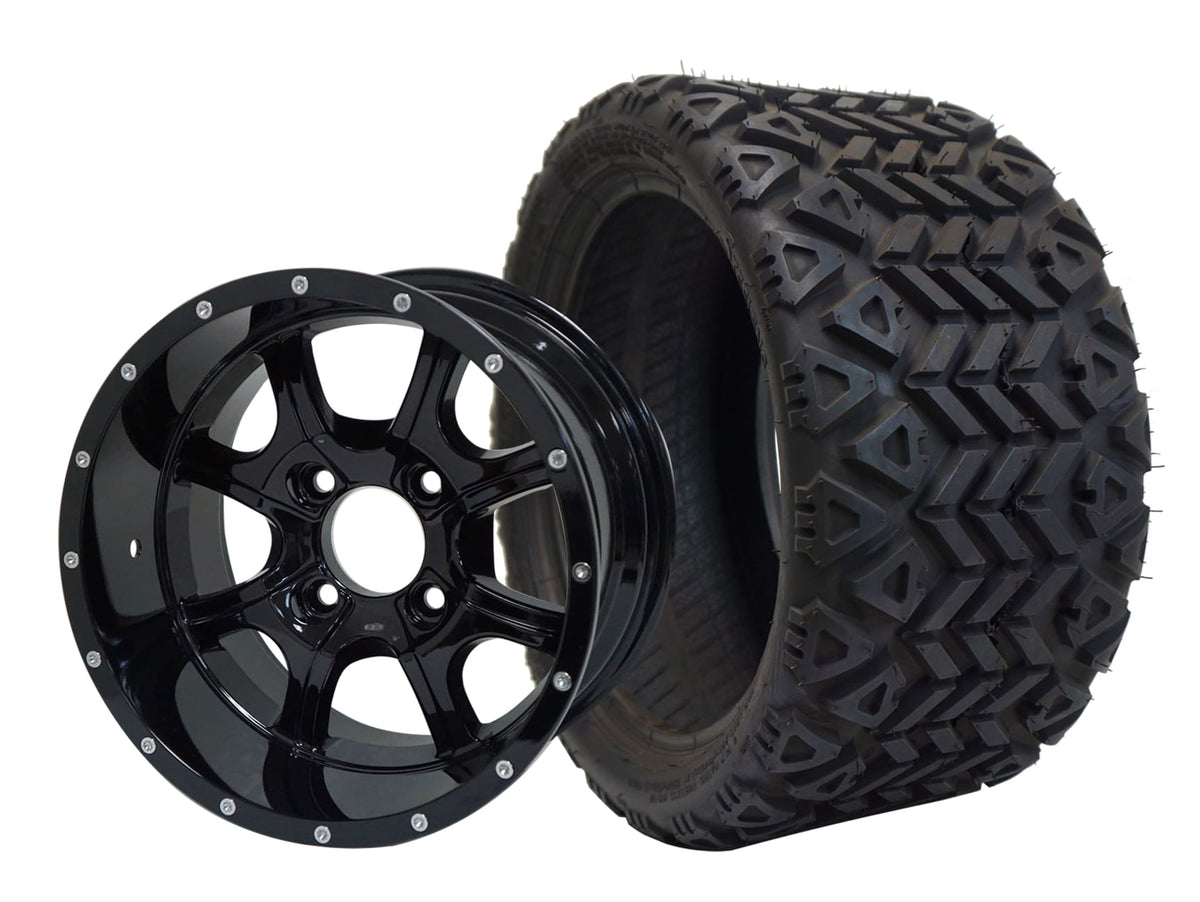 SGC 12" Night Stalker Glossy Black Wheel and 20" All Terrain Tire Combo