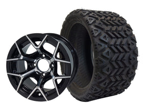 SGC 12" Rally Machined/Black Wheel and 18x8.5-12 All-Terrain Tire Combo
