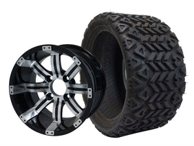 SGC 12" Tempest Machined Black Wheel and 18" All-Terrain Tire Combo