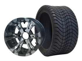 SGC 12" Vampire Machined/Gunmetal Wheel and 215/35-12 Low Profile Tire Combo