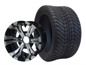 SGC 12" Vampire Machined Black Wheel and 215/40-12 Low Profile Tire Combo