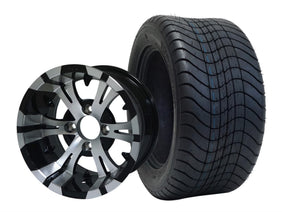 12" SGC Vampire Machined Black STEELENG 215/50-12 Comfort Ride Street Tire - Golf Cart Wheel & Tire Combo
