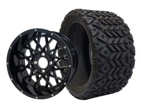 SGC 12" Venom Glossy Black Wheel and 20x10-12 All Terrain Tire Combo