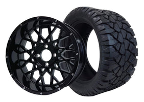 14" SGC Venom Glossy Black with 23x10.5-14 STINGER All-Terrain - Golf Cart Wheel & Tire Combo