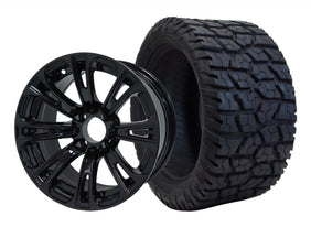 14" SGC Voodoo Glossy Black with 22x10.5-14 GATOR All-Terrain - Golf Cart Wheel & Tire Combo