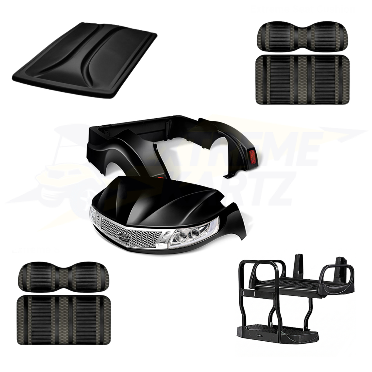 Yamaha Drive2 Phoenix 5pc Upgrade Kit:
Body Kit - Black, Extreme Seat -Black/Graphite, 80" Top - Black, Rear Seat Kit - Max5 (without cupholder)