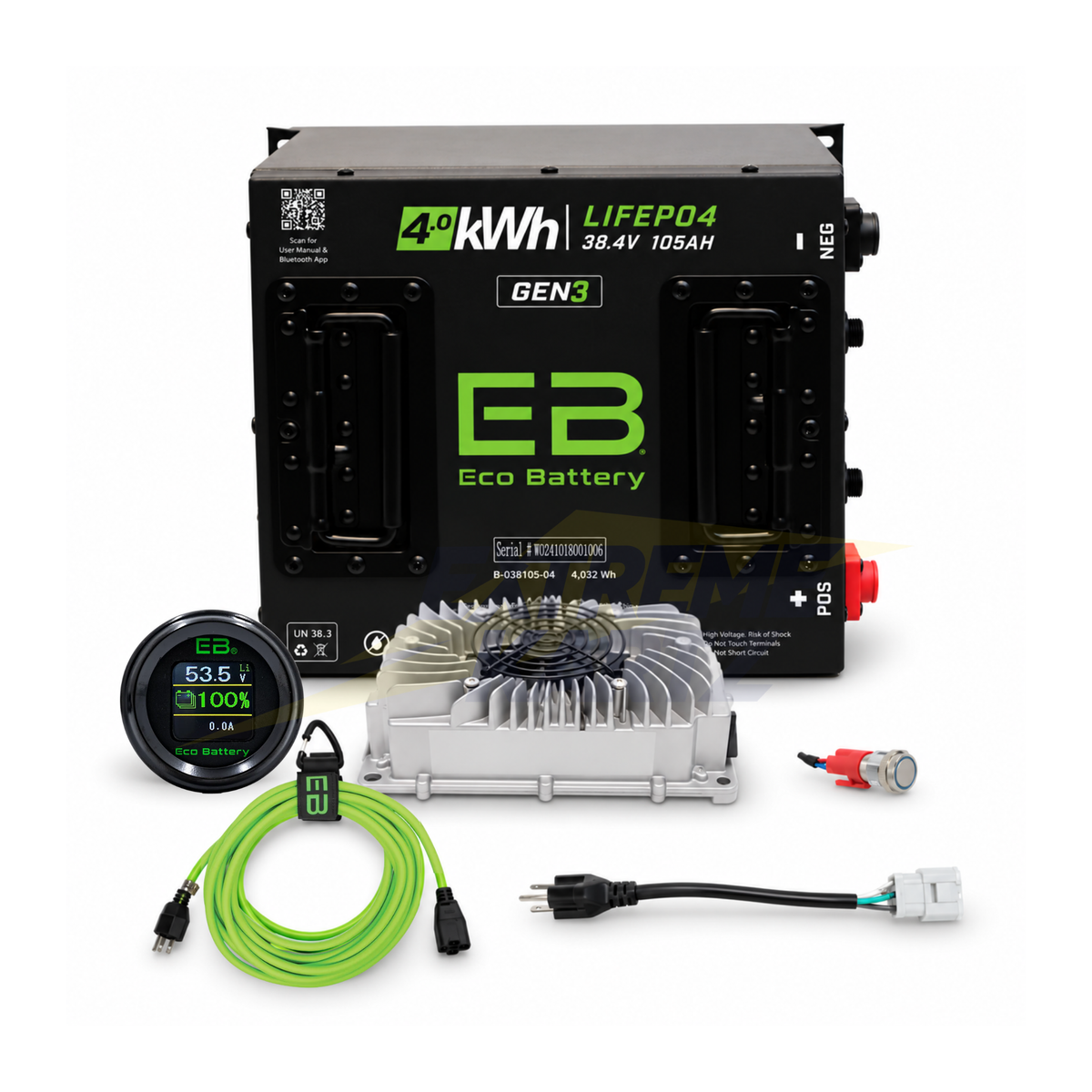 Eco Battery 36V 105Ah Lithium Bundle — Club Car DS, EZGO TXT & Yamaha G-Series