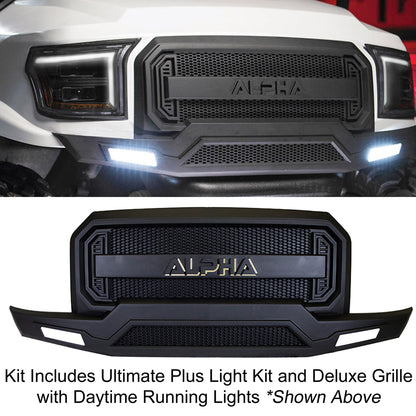 Alpha Offroad Body Kit for Club Car Prec, Onward, Tempo - Strata Camo – front grille with LED headlights and light bar