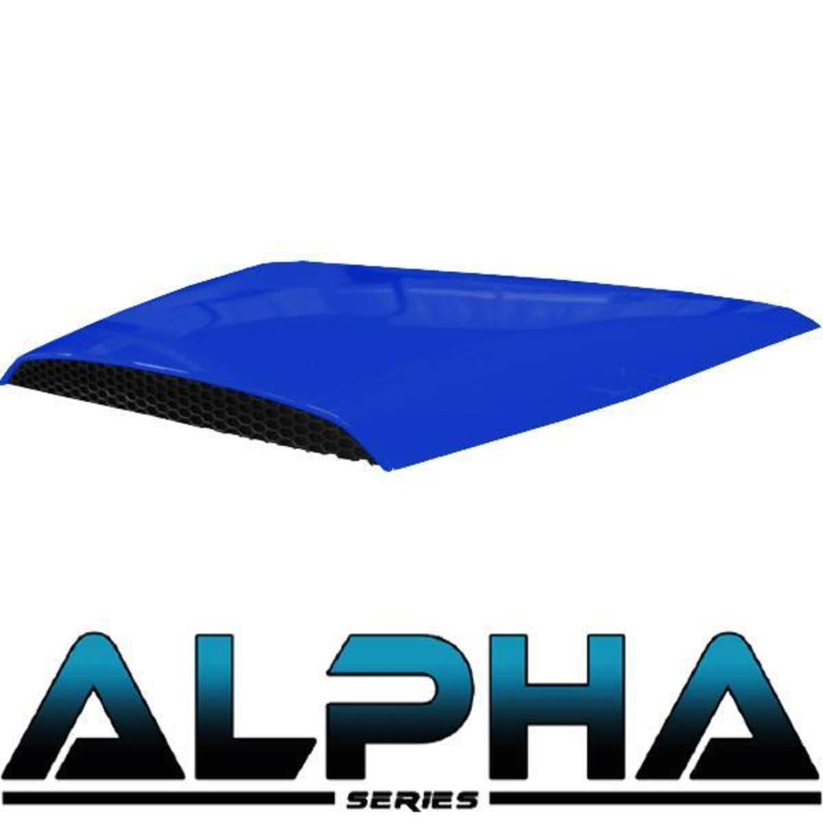 Blue Alpha Series Hood Scoop for Precedent – blue hood scoop with Alpha Series logo