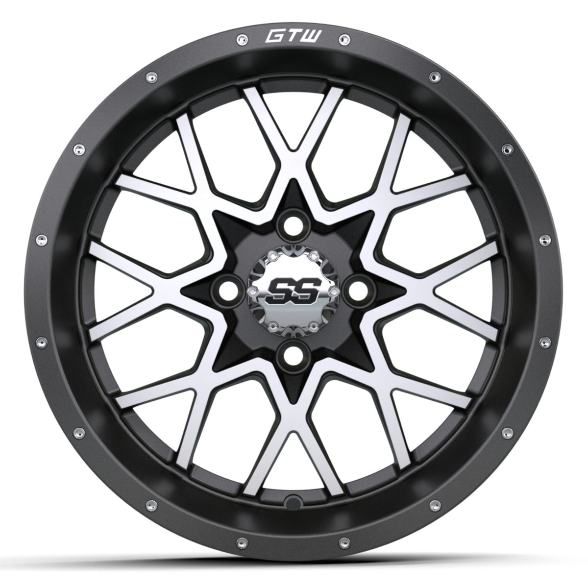 Vortex 2 Wheel, 14X7, Matte Gray/Matte Machined – wheel, front view