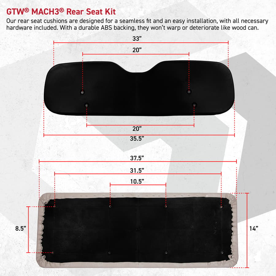 GTW MACH3 Rear Flip Seat for E-Z-Go TXT - (Years 1994.5-Up)