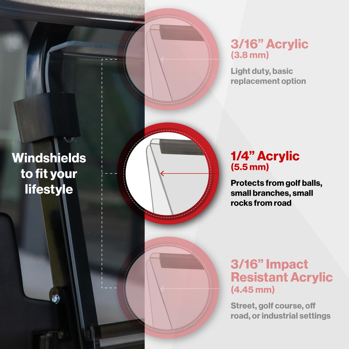 RedDot Evolution D5 Ranger & Maverick Tinted 1/4" Vented Folding Windshield