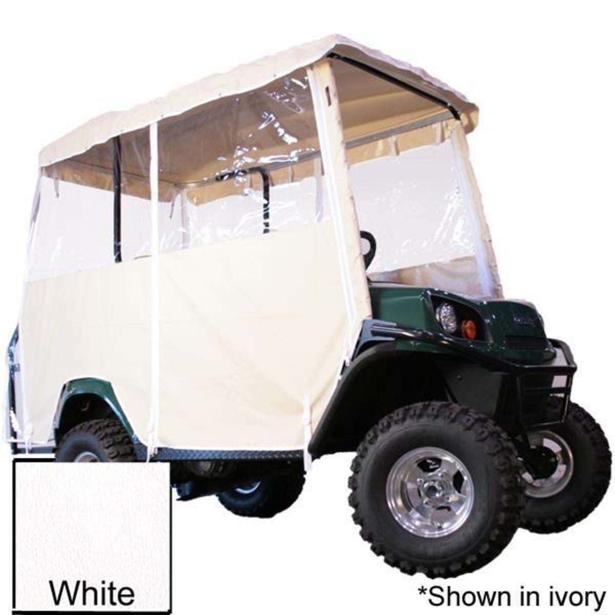 White 4-Passenger Over-The-Top Vinyl Enclosure For E-Z-GO TXT w/80" RedDotTop