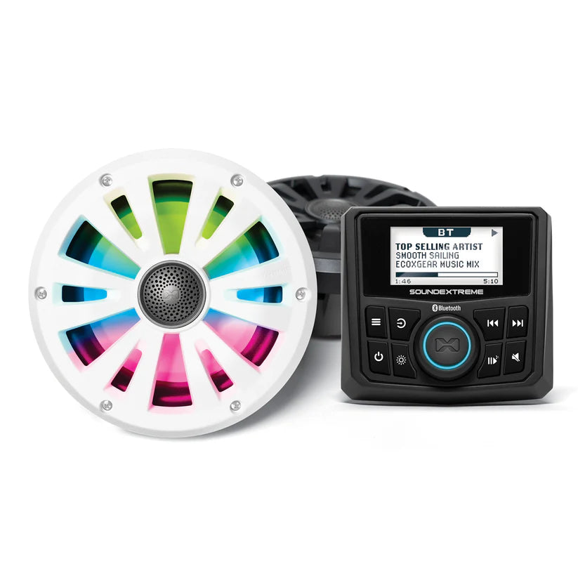 SoundExtreme Marine Gauge Radio + Pair 6.5" Speakers by EcoXGear