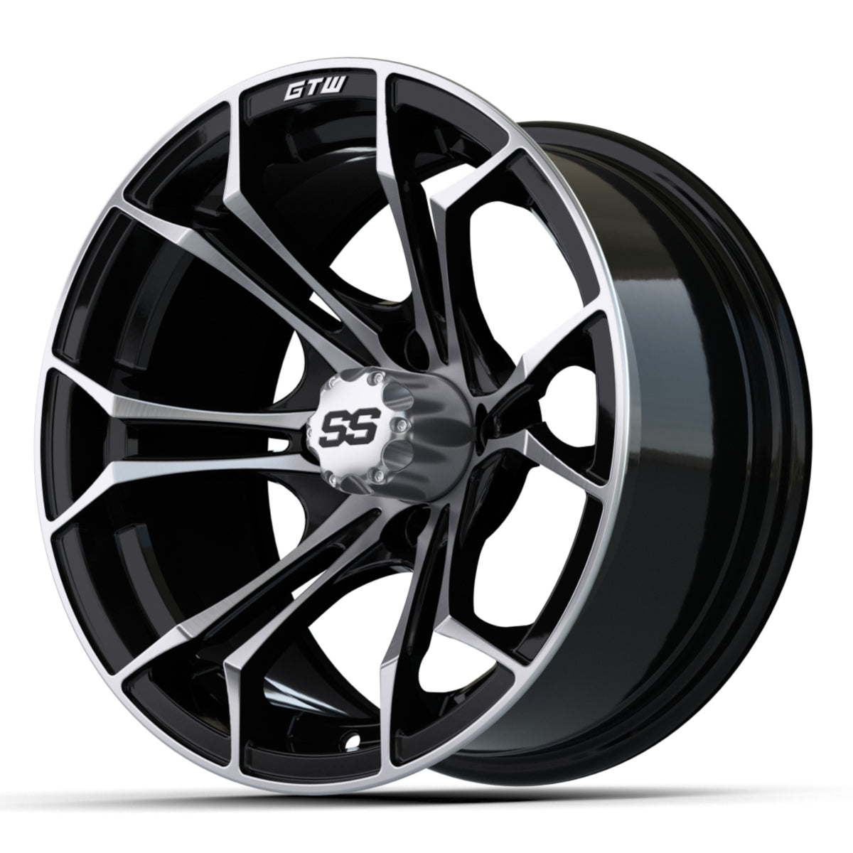 Wheel 14X7 Spyder, Et-.25 Mfb w/SS Cap – wheel, side angle view