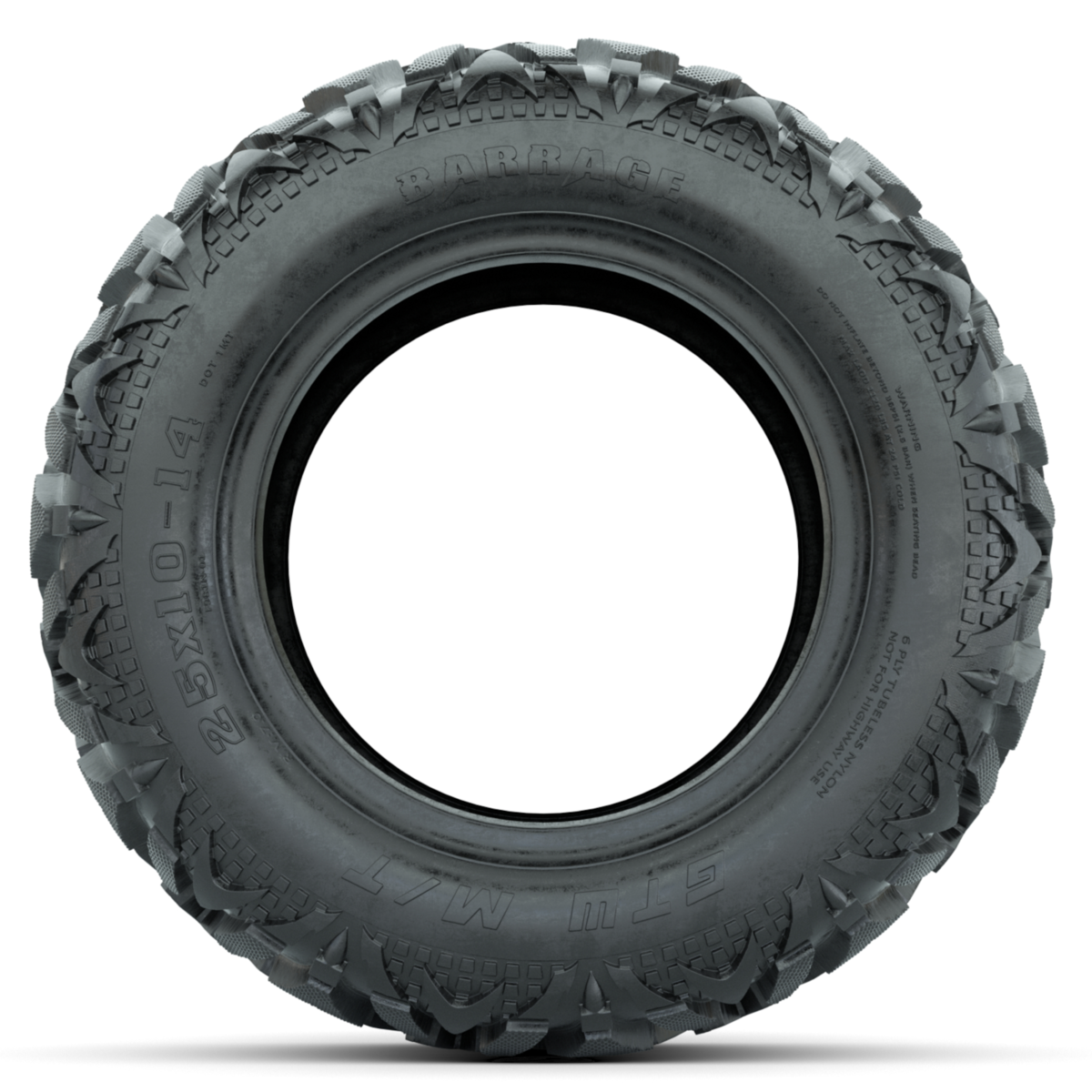 Barrage Series 25x10-14 Mud Tire 6-ply – tire, sidewall view