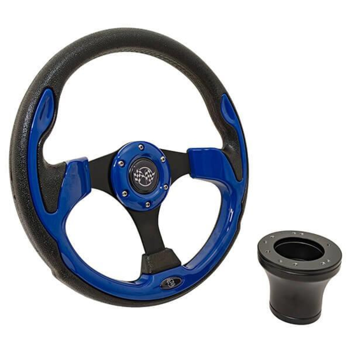 Steering Wheel Kit, Blue/Rally 12.5 W/Black Adapter, Club Car Prec – additional product view
