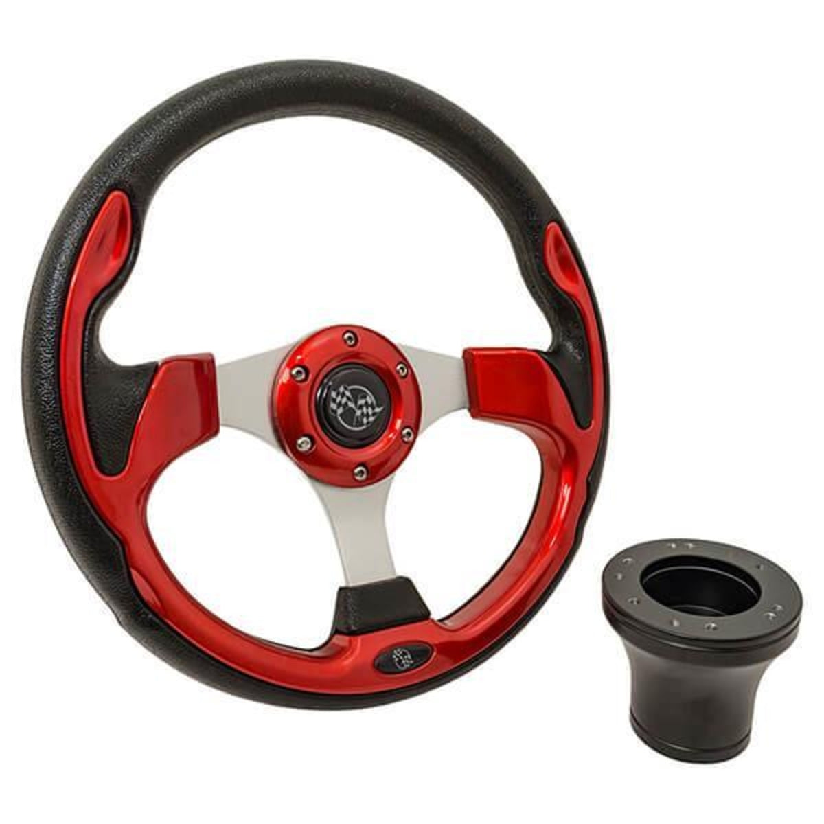 Steering Wheel Kit, Red/Rally 12.5 w/Black Adapter, E-Z-GO – additional product view