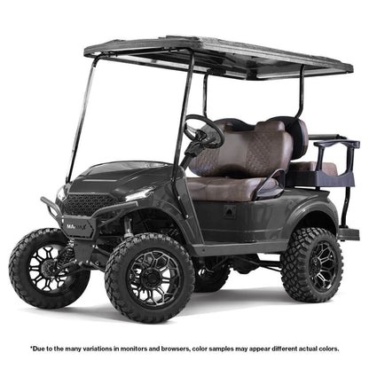 Madjax Storm Body Kit for TXT - Gunmetal Metallic – installed on black golf cart, front angled view