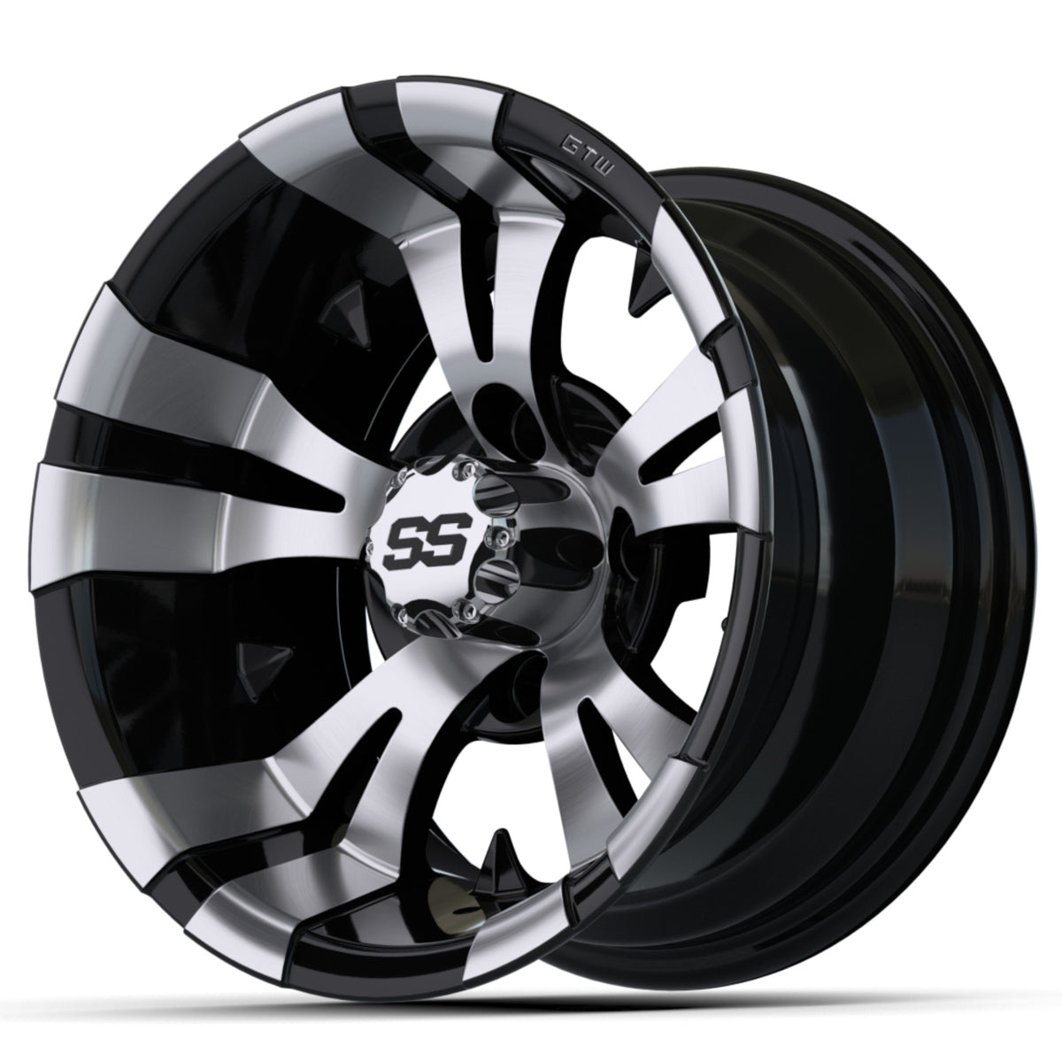 GTW Vampire 12x7 Machined Black Wheel – wheel, side angle view