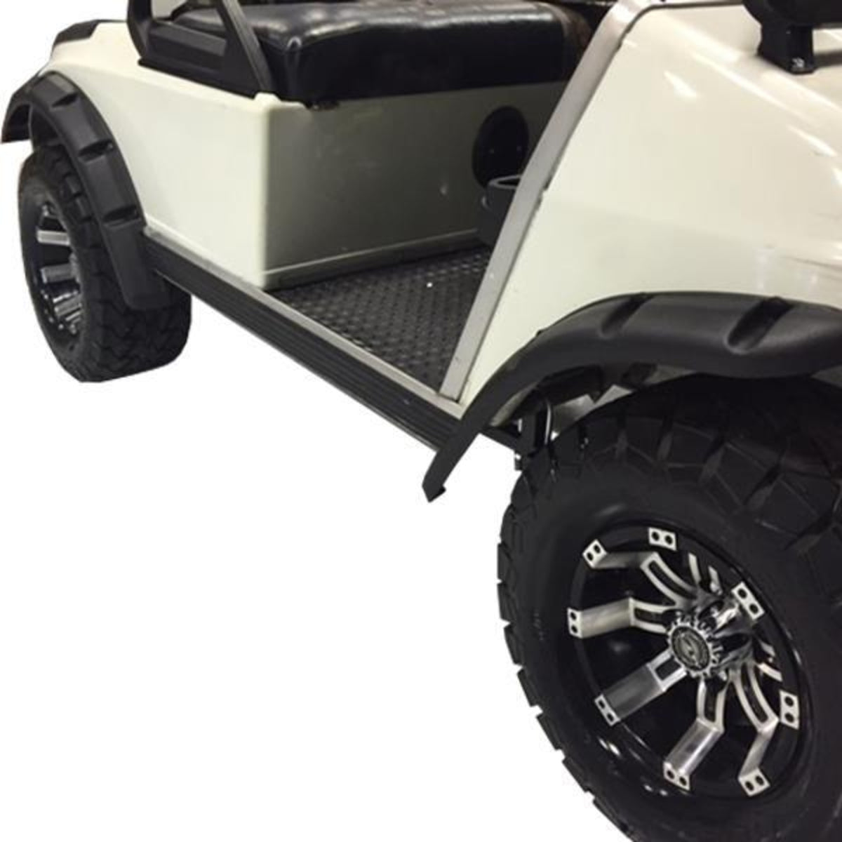 GTW Fender Flares for Club Car DS (set of 4) – installed on white golf cart, side view