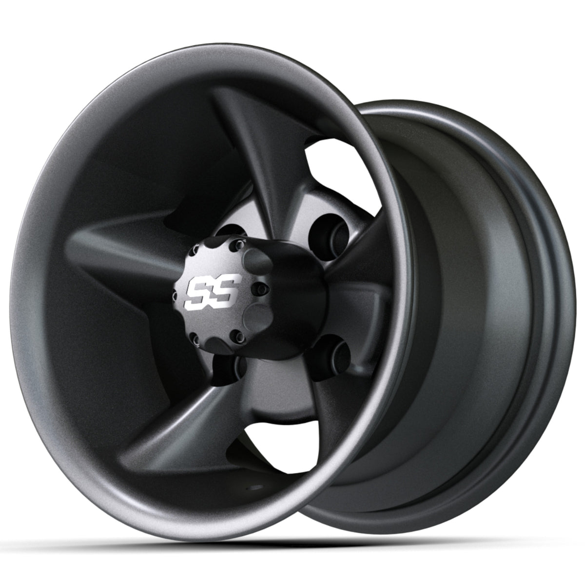 GTW Godfather Wheel, 10X7 Matte Gray – wheel, side angle view